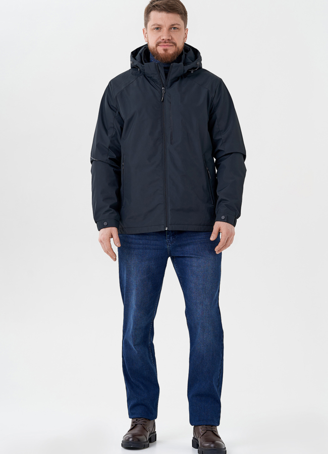 Мужская куртка с капюшоном модель № 24352 меха малина