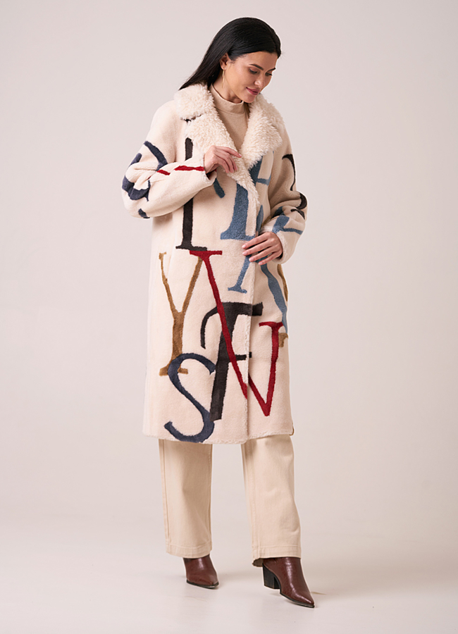 фото Светлая шуба из эко меха модель № 88659