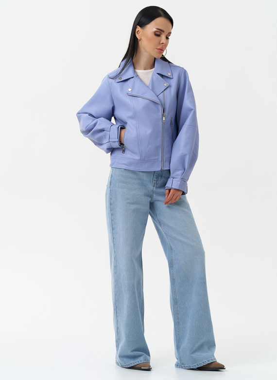 Куртка косуха из эко кожи голубого цвета