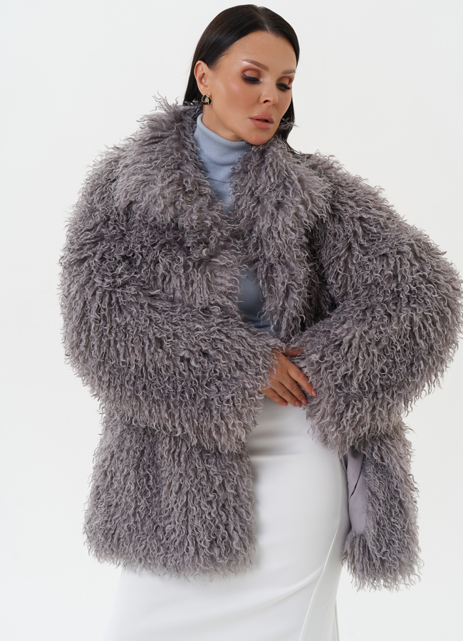 Женская шуба под эко ламу модель № 1363 универмаг малина