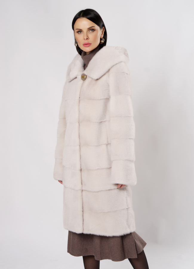 Светлая норковая шуба трансформер модель № S-861 универмаг малина