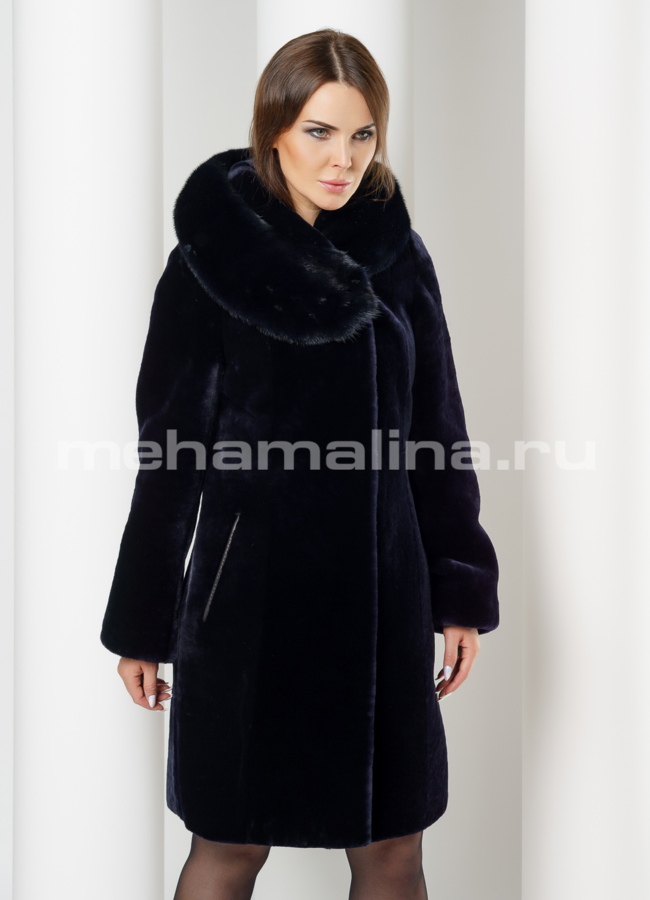 Шуба из мутона модель № S-613 меха малина