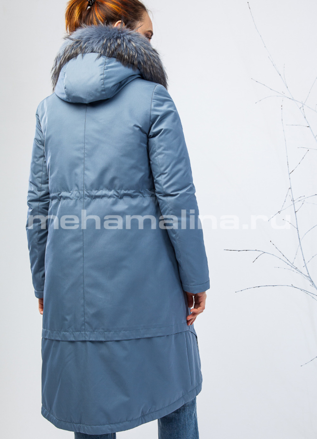 фото Тканевый удлиненный пуховик модель № П-194