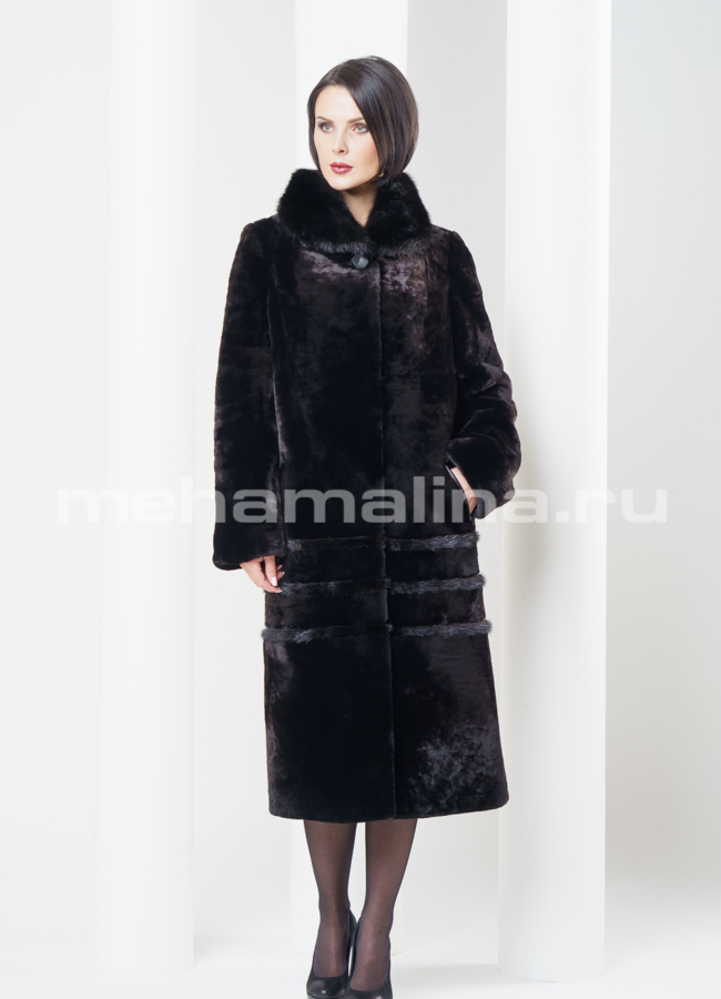 Шуба из мутона, воротник норка модель № S-303 в рассрочку