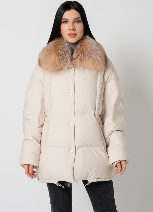 Пуховик с натуральным мехом модель № 2316 меха малина