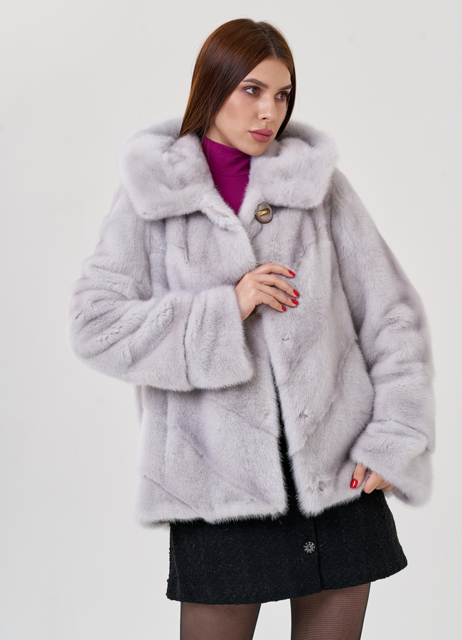 Куртка из норки с капюшоном модель № 79051 универмаг малина