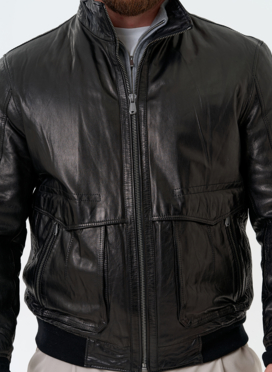 Мужская утепленная куртка из натуральной кожи