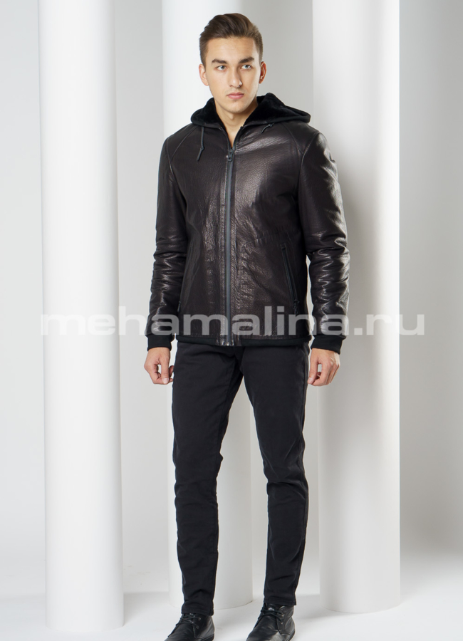 Дубленка с капюшоном модель № DM-120 в рассрочку