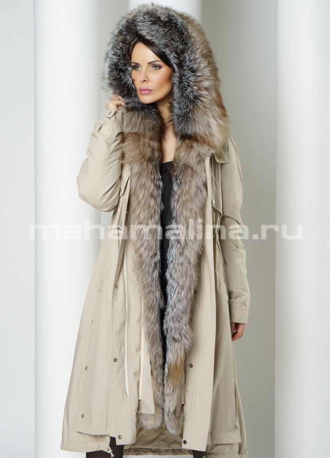 Парка-трансформер с мехом модель № 942 меха малина