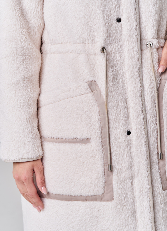 Двусторонняя парка с капюшоном бежевого цвета модель № 21132 универмаг малина