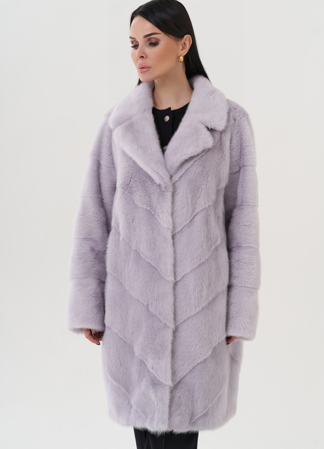 Шуба из норки с английским воротником  модель № 26020 универмаг малина