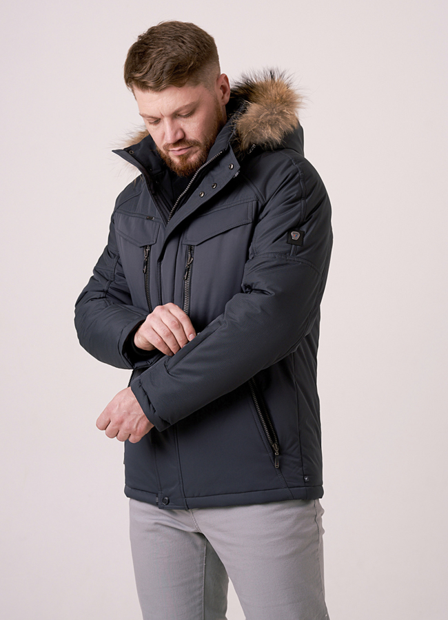 Пуховик прямой на молнии и кнопках с капюшоном модель № 0851 универмаг малина