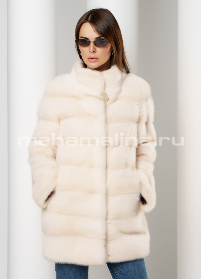 Норковая шуба поперечная модель № S-628 универмаг малина