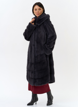 Шуба из меха норки с капюшоном