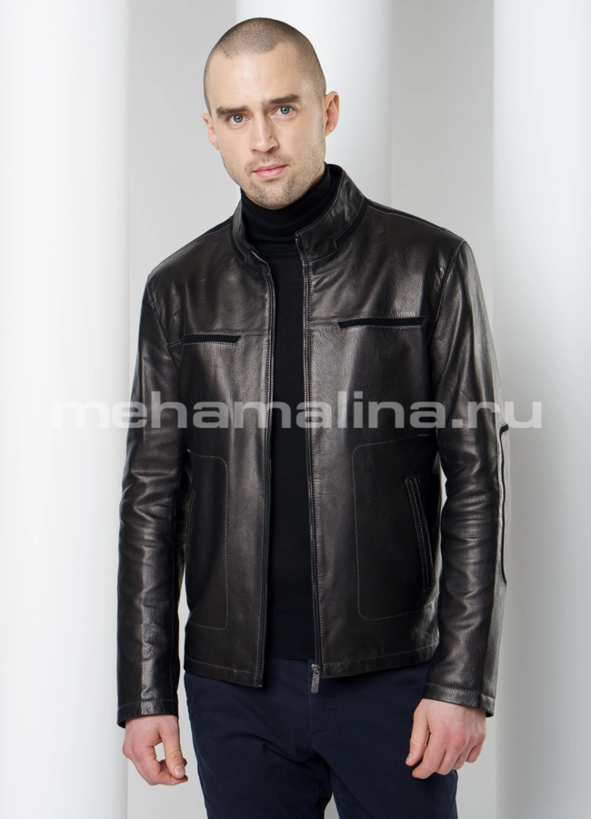 Мужская кожаная куртка модель № KP-207 универмаг малина