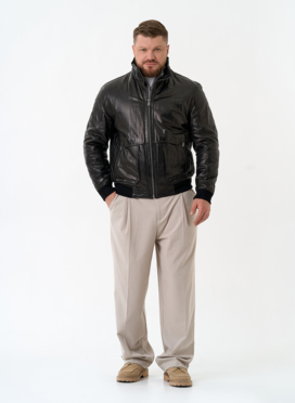 Мужская утепленная куртка из натуральной кожи