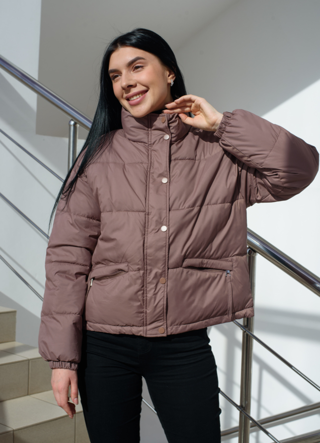 Женская куртка  модель № 22570 меха малина