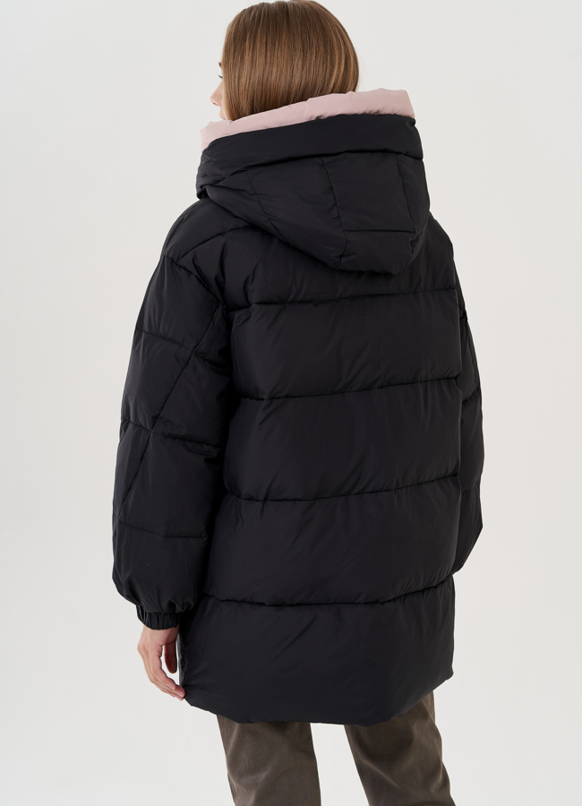 Женский пуховик с капюшоном  модель № 25026 универмаг малина