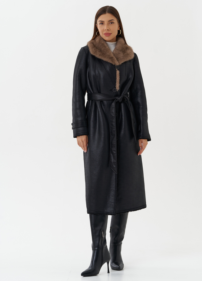 фото Двухсторонняя дубленка из эко кожи модель № 27781