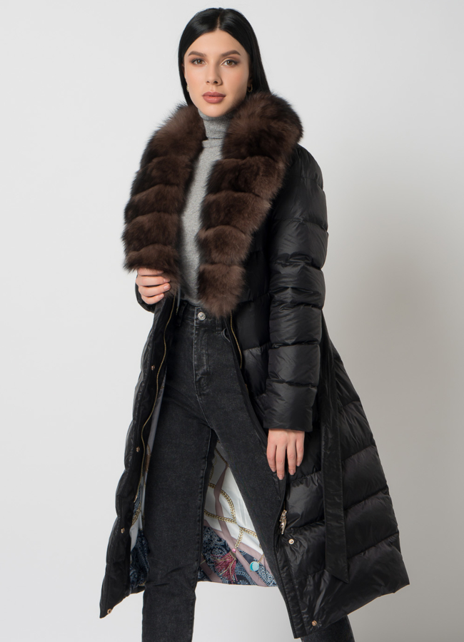 Пуховик с английским воротником из песца модель № 2191 универмаг малина