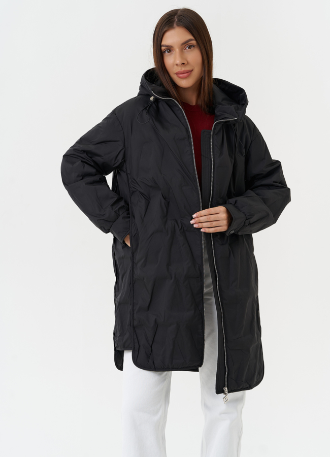 Демисезонное пальто с капюшоном модель № 27880 универмаг малина