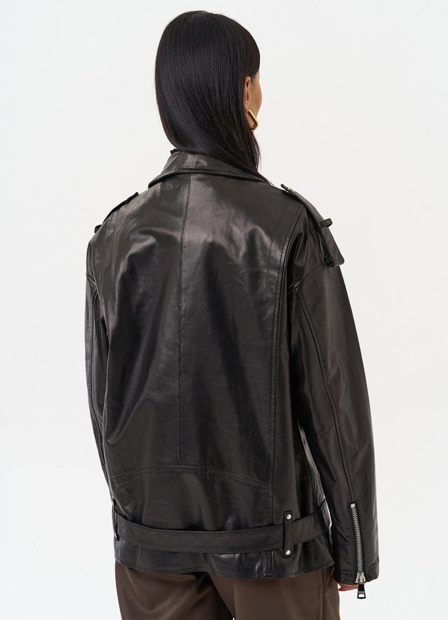 Удлиненная кожаная куртка-косуха модель № 215444 в кредит Удлиненная кожаная куртка-косуха модель № 215444 в кредит