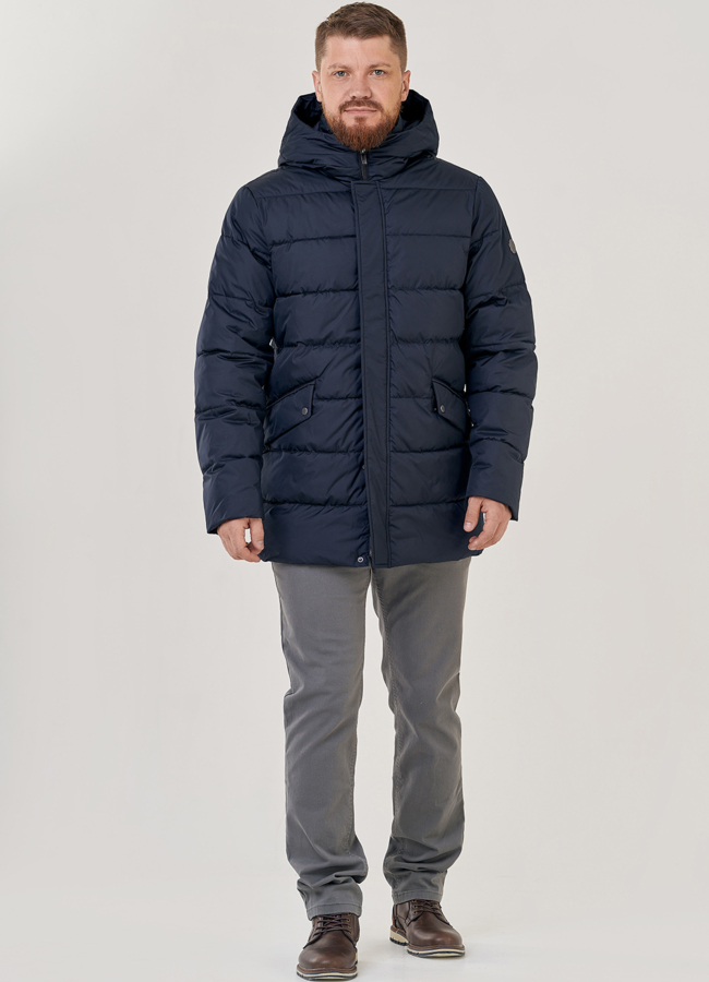 Мужской пуховик в темно-синем цвете модель № 23190 в рассрочку