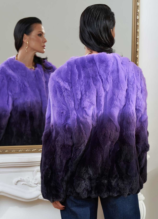Шуба из меха кролика с градиентом модель № 28152 универмаг малина