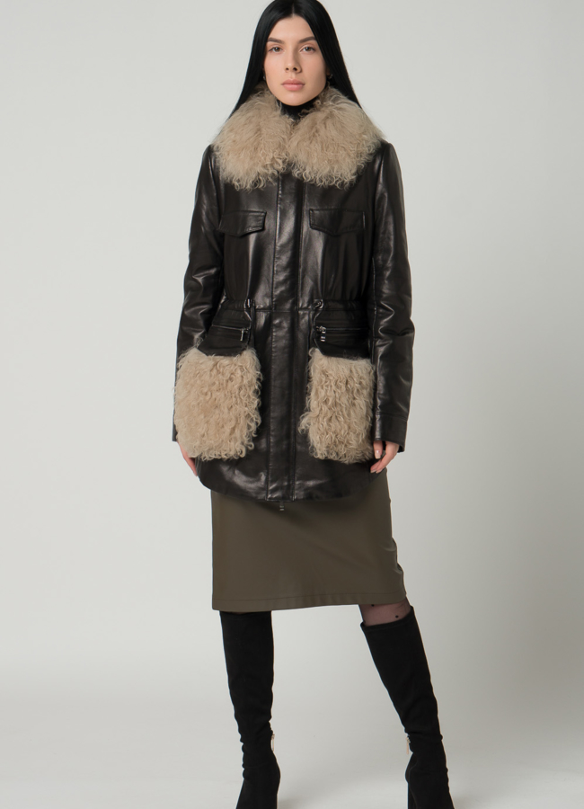 фото Кожаная куртка с мехом модель № 2123