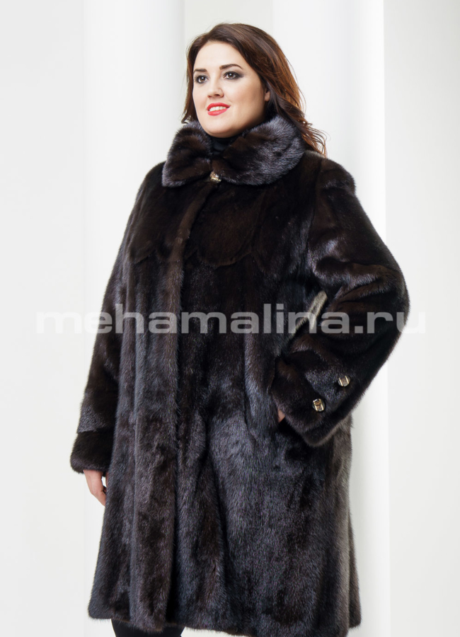 Норковая шуба модель № S-407 меха малина