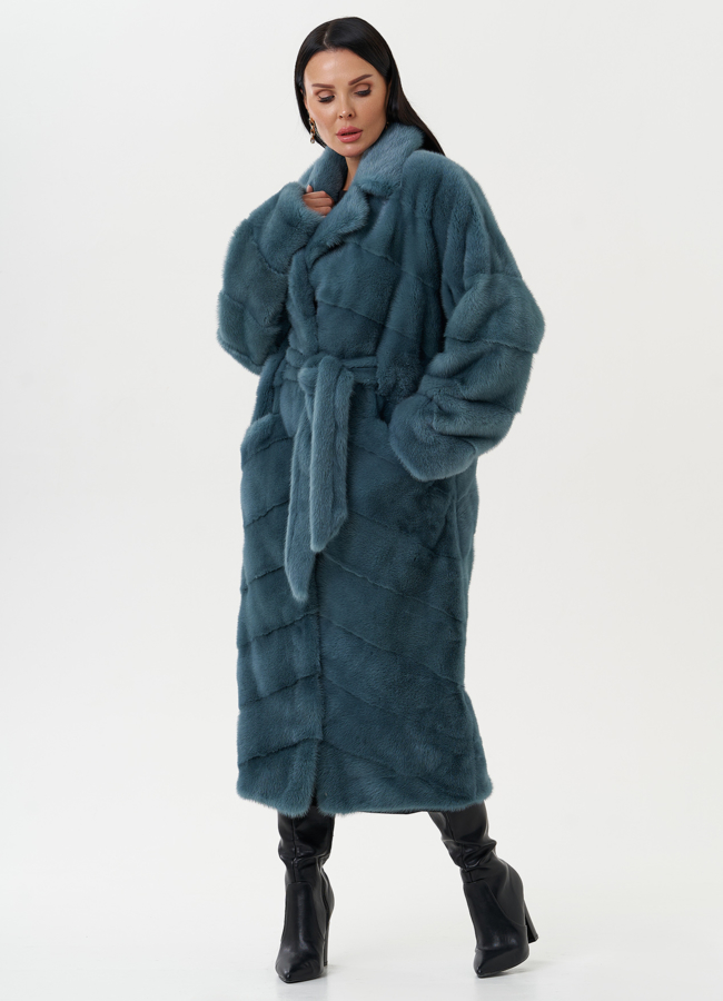 фото Шуба из норки с английским воротником модель № 26017