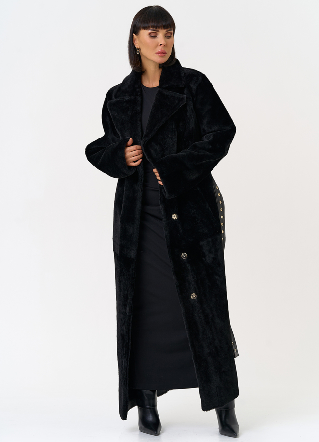 Женская натуральная дубленка с двойным поясом модель № 31612 универмаг малина Женская натуральная дубленка с двойным поясом модель № 31612 универмаг малина