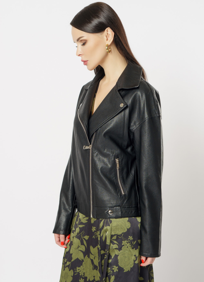 Куртка из эко кожи черного цвета модель № 20637 универмаг малина