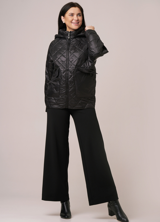 Демисезонная куртка с капюшоном модель № 201 меха малина