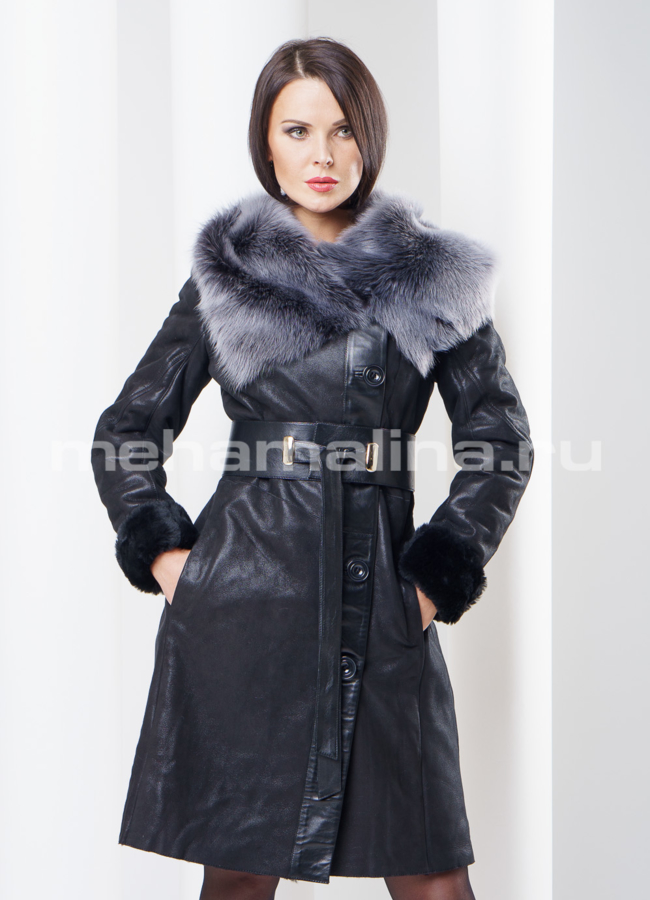 фото Дубленка с тасканой на пуговицах модель № D-130