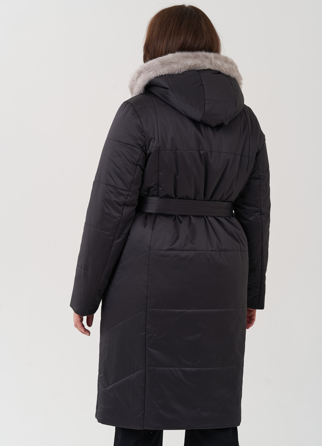 Женский пуховик с капюшоном  модель № 24961 универмаг малина