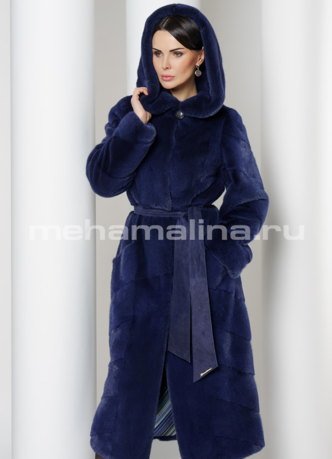 Норковая шуба модель № S1749 меха малина