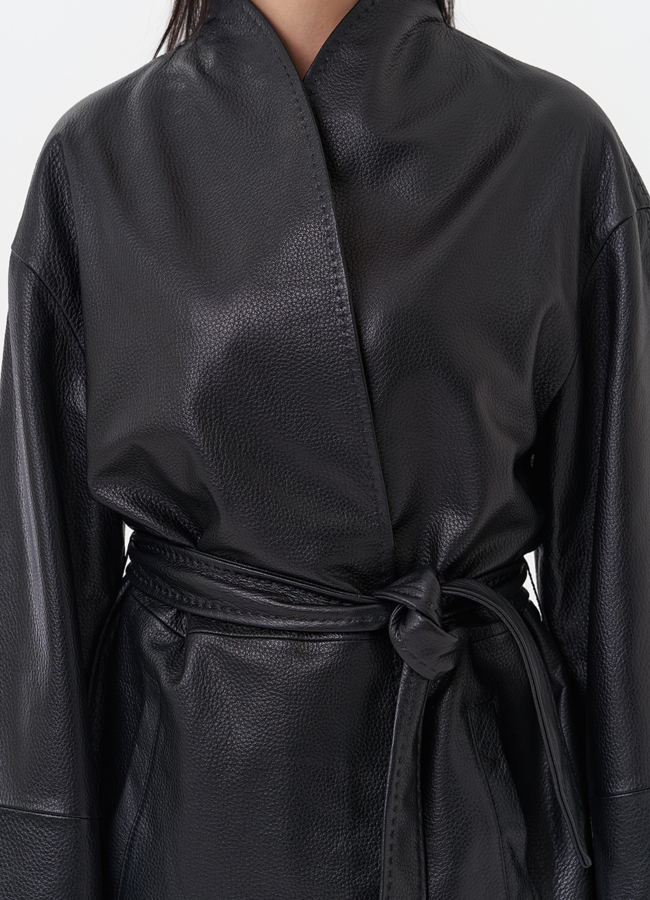 Жакет с поясом из натуральной кожи модель № 4582 в рассрочку