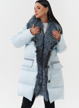 Пуховик с капюшоном из меха лисы