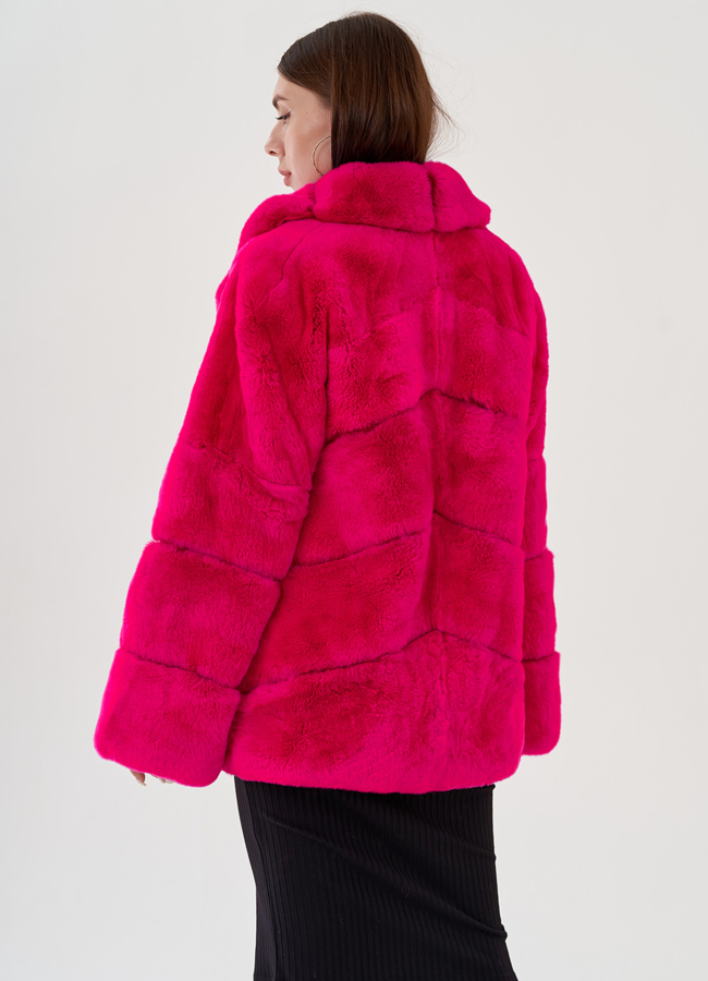 фото Шуба из меха кролика с английским воротником модель № 81851