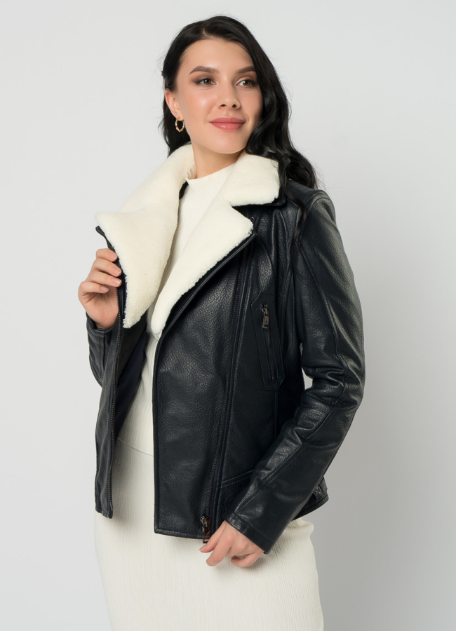 Куртка из натуральной кожи с мехом модель № 62294 универмаг малина