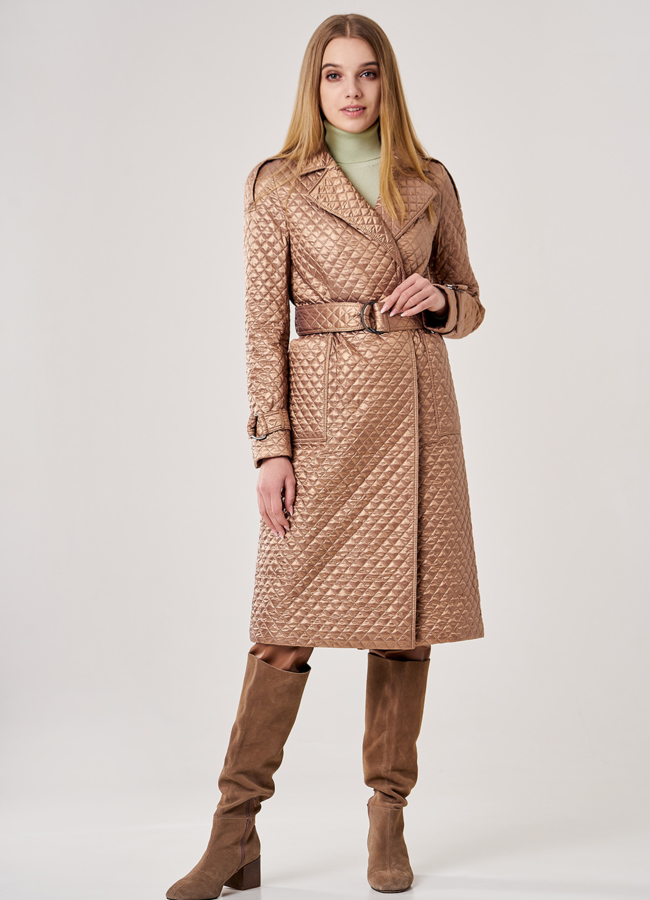 Пальто демисезонное бежевого цвета модель № 20555 в рассрочку