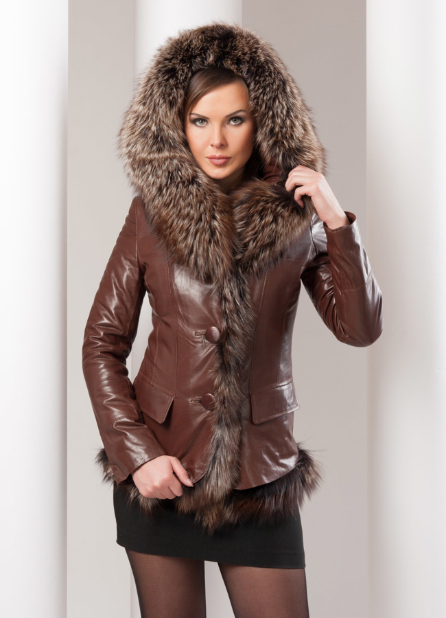 Кожаная куртка с мехом модель № K-68  в кредит