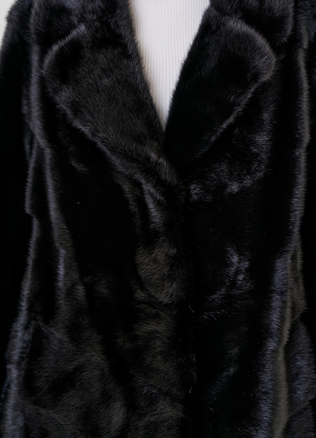 Длинная шуба из норки с английским воротником модель № 80031 в рассрочку