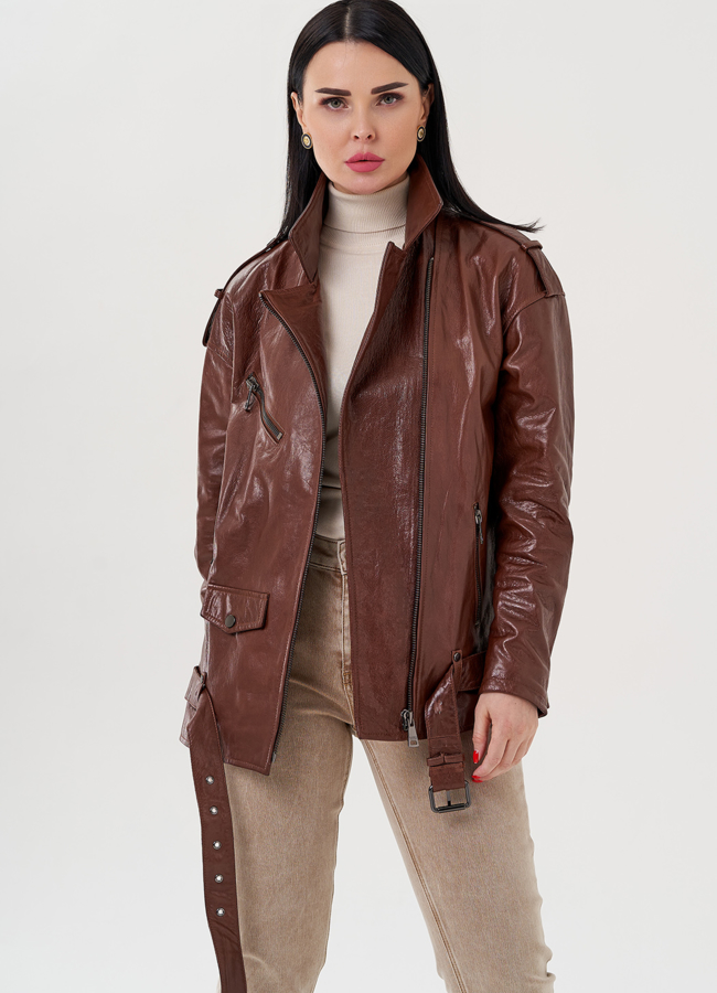 Куртка - косуха коричневого цвета модель № 24378 универмаг малина Куртка - косуха коричневого цвета модель № 24378 универмаг малина