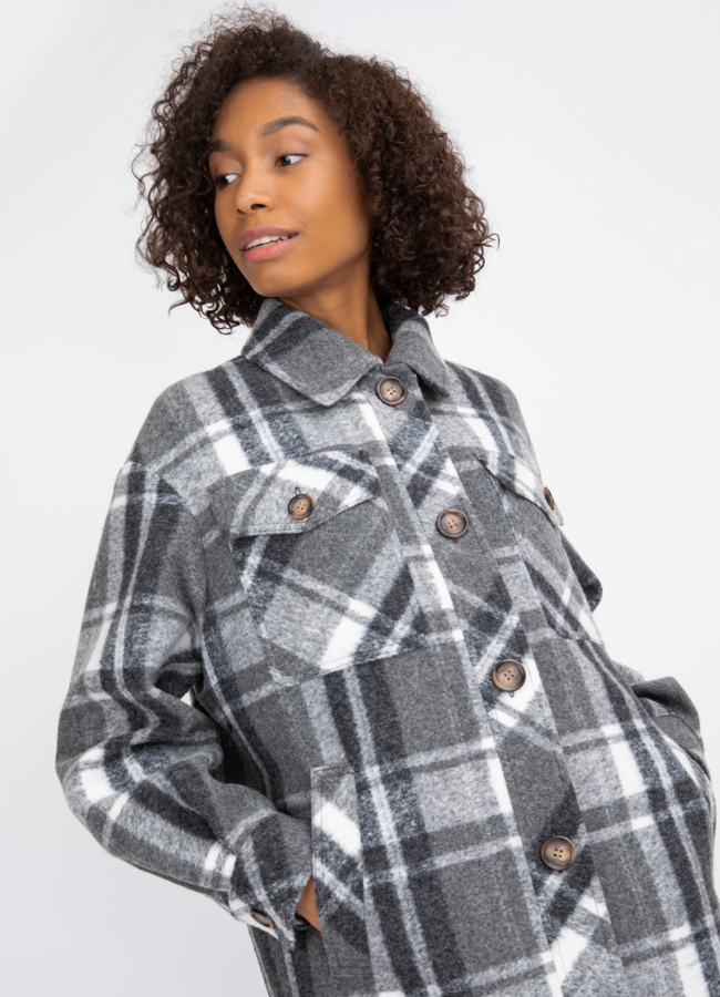 Женское пальто - рубашка  Electra Style модель № 22217 универмаг малина