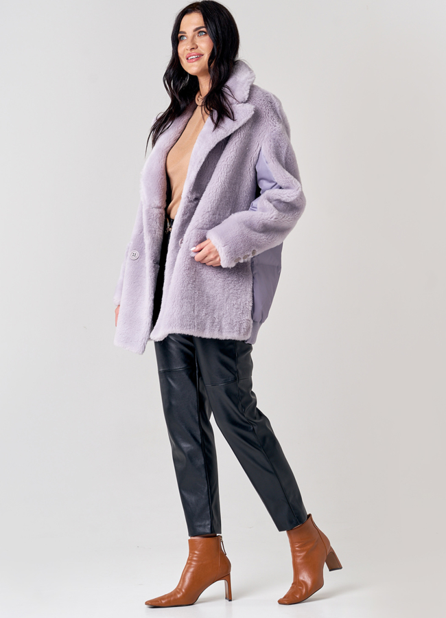 Женский комбинированный пуховик  модель № 21557 в рассрочку