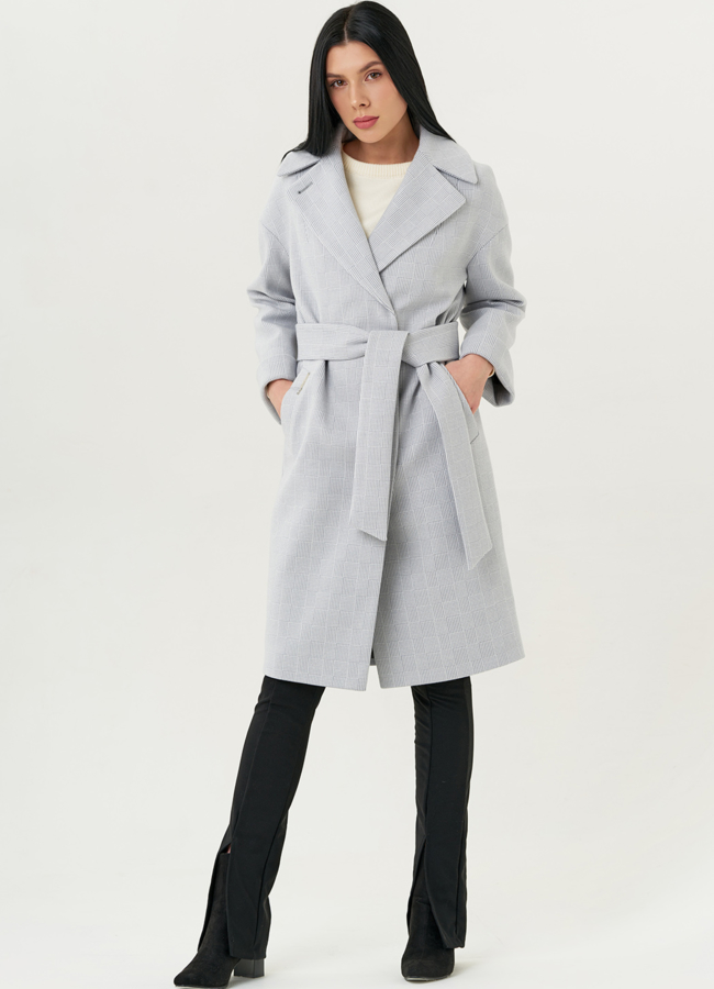 Светлое женское пальто с английским воротником модель № 22422 универмаг малина