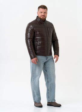 Мужская куртка из натуральной кожи с воротником стойкой