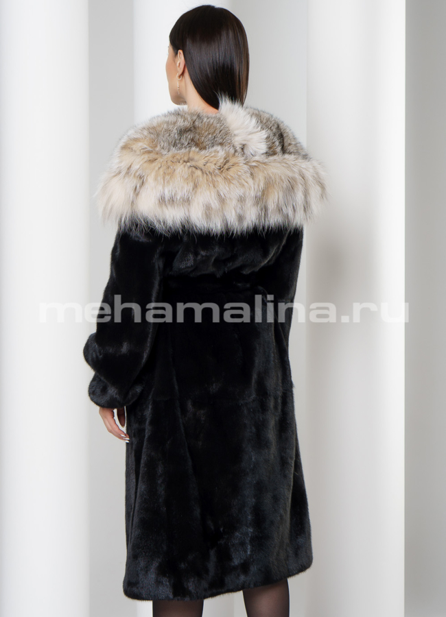 Шуба из норки с рысью модель № S-716 универмаг малина